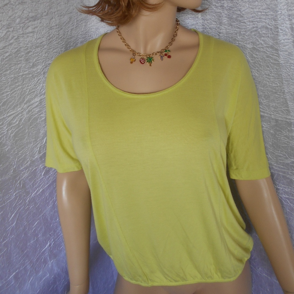 Chico's Canari Green Stretchy Short Sleeve Sweater Top, Size M / (1)